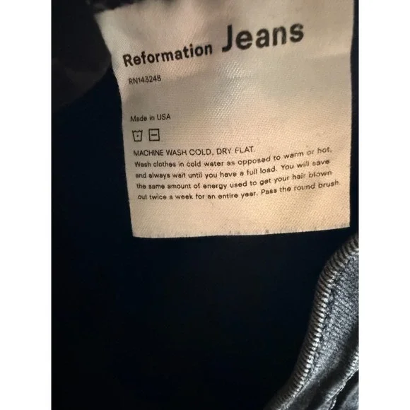 Reformation Jeans High & Skinny Faded Black Destroyed Size 23 - Picture 8 of 14